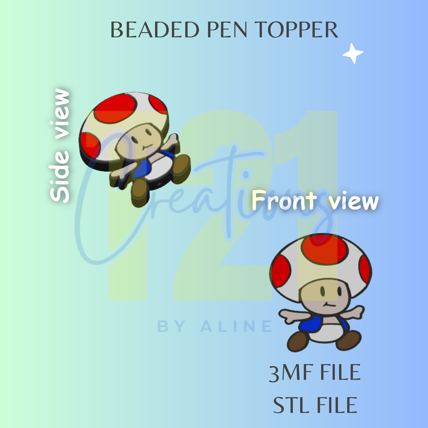 RED MUSHROOM PEN TOPPER STL FILE