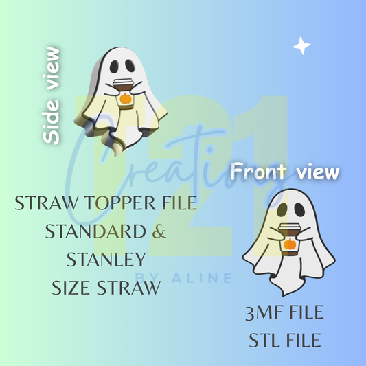 PUMPKIN SPICE GHOST STRAW TOPPER STL FILE