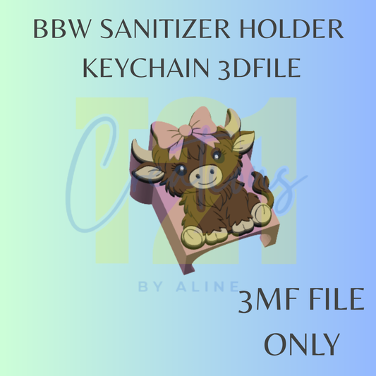 COQUETTE COW BBW SANITIZER KEYCHAIN 3MF FILE