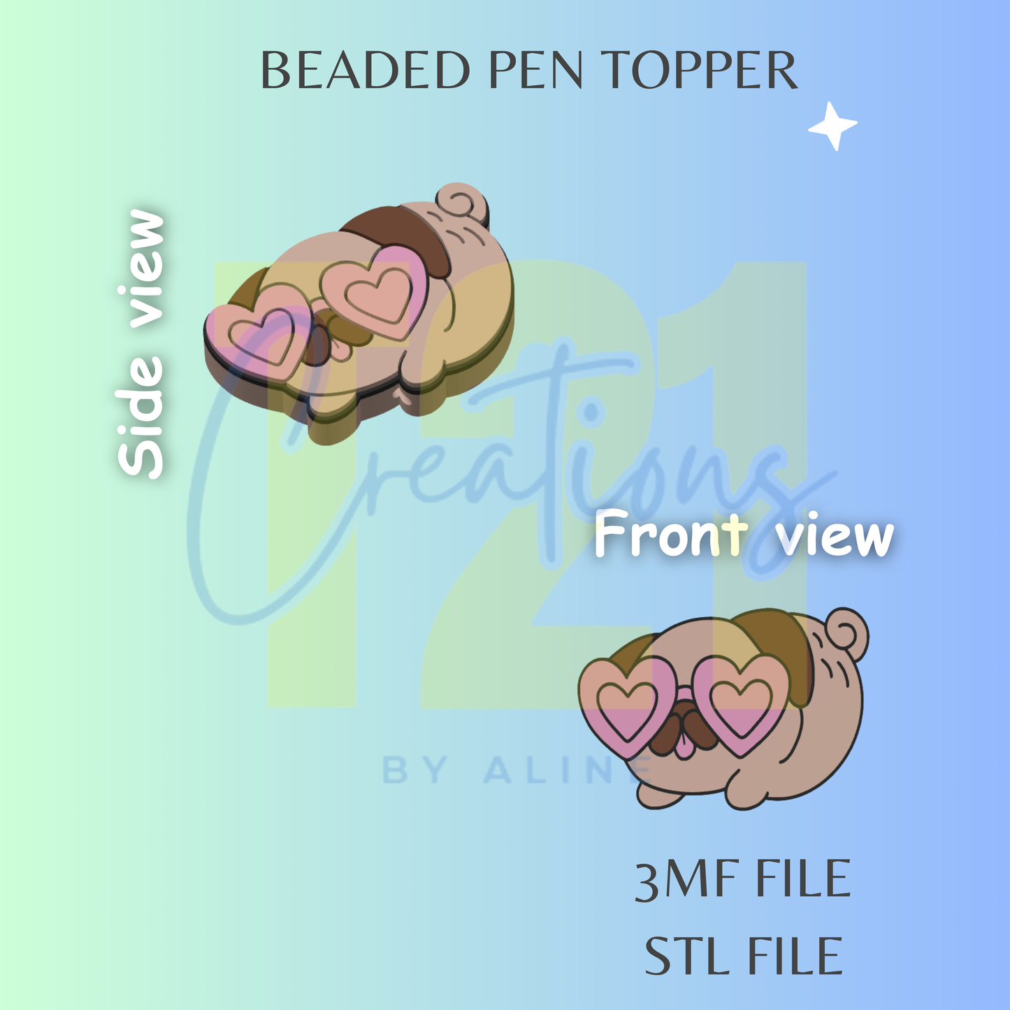 PUG PEN TOPPER STL FILE