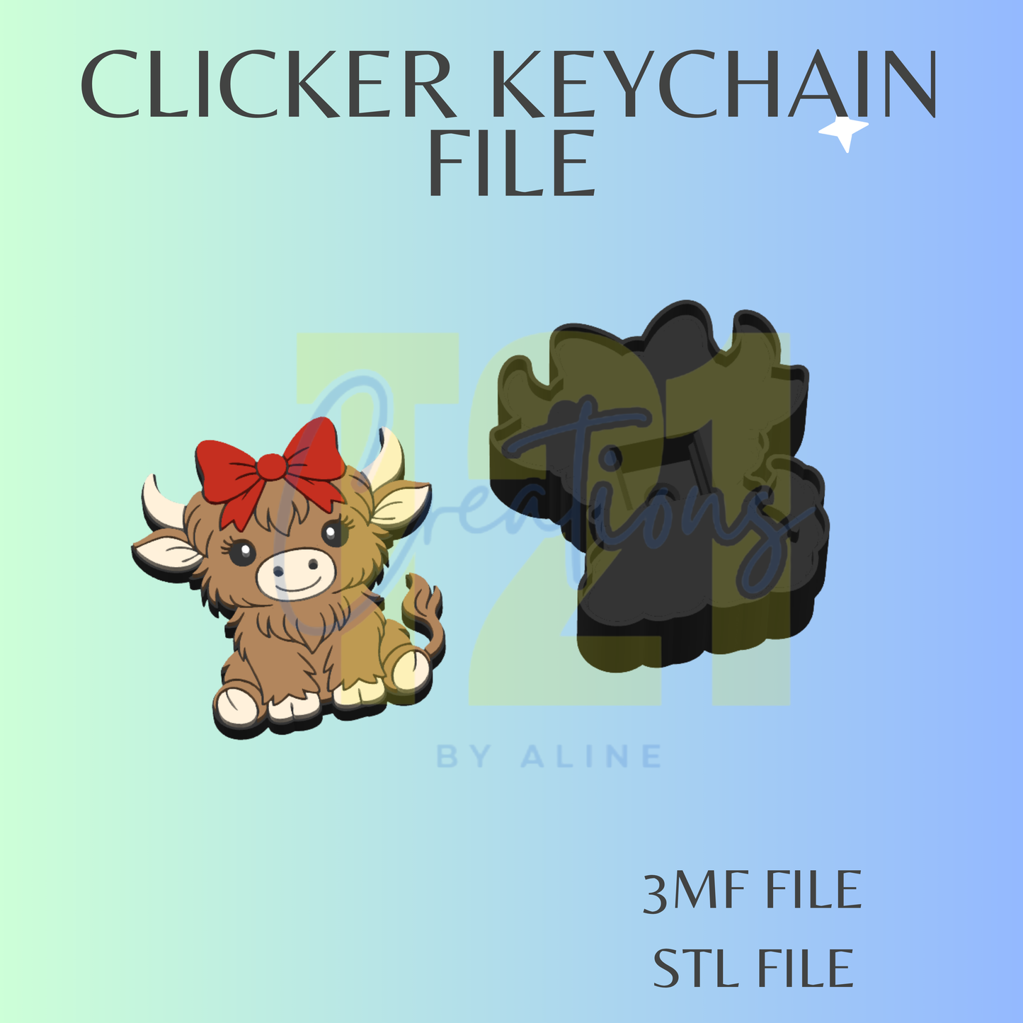 COQUETTE COW CLICKER KEYCHAIN STL FILE