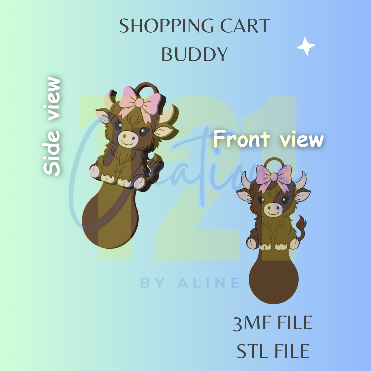 COQUETTE COW SHOPPING CART BUDDY STL FILE