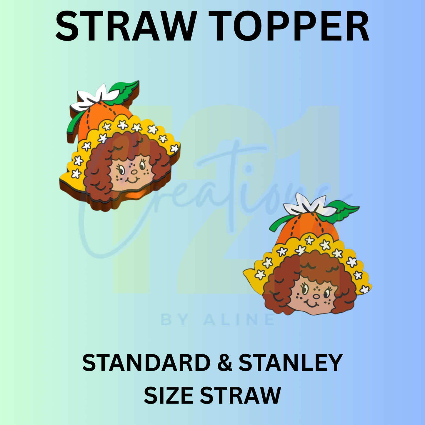 ORANGE GIRL STRAW TOPPER