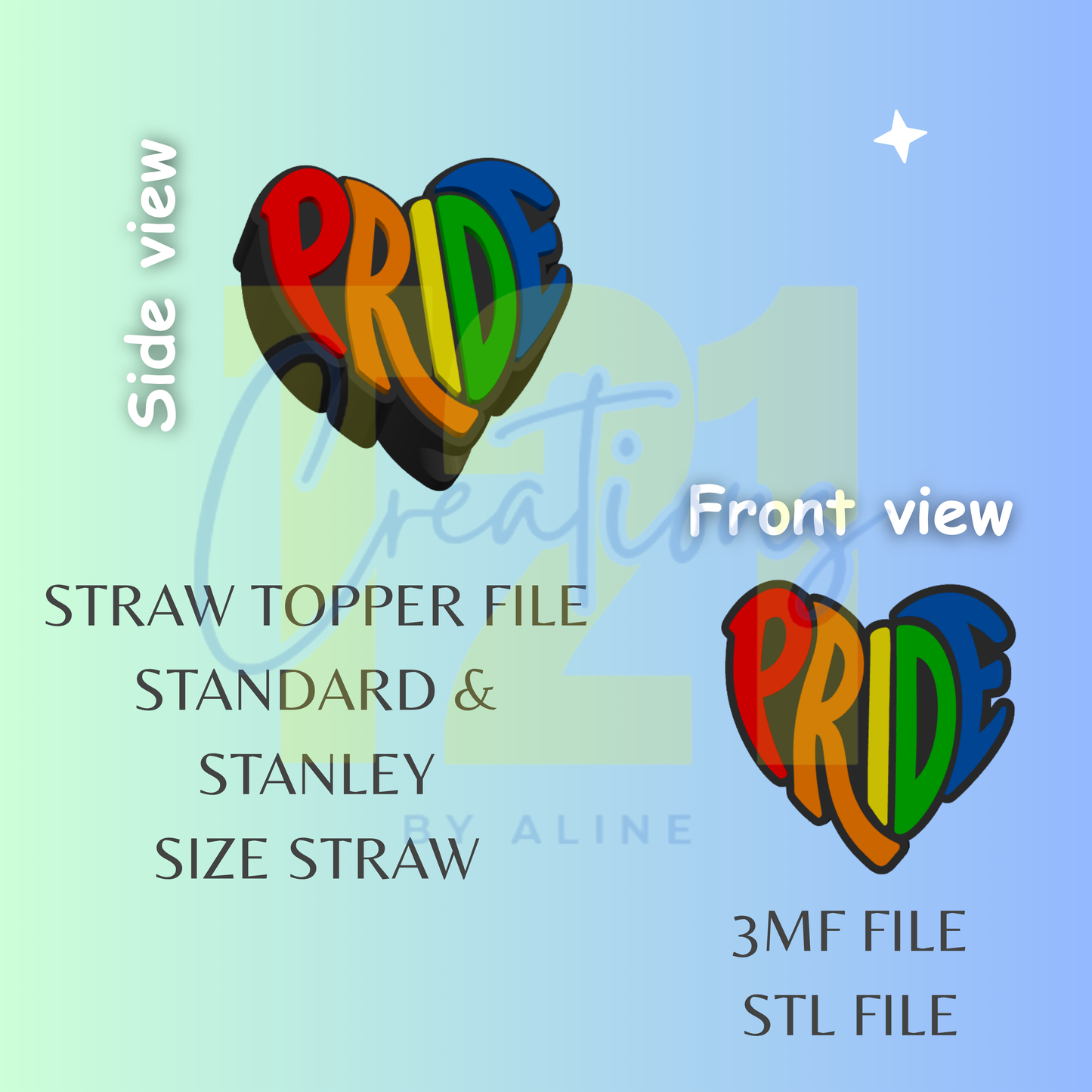 PRIDE STRAW TOPPER STL FILE