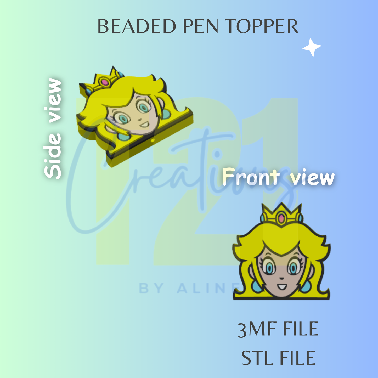 YELLOW PRINCESS PEN TOPPER STL FILE