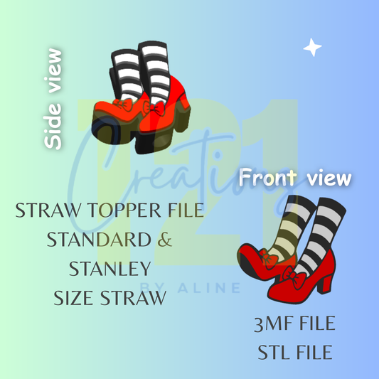 OZ RED SLIPPERS STRAW TOPPER STL FILE