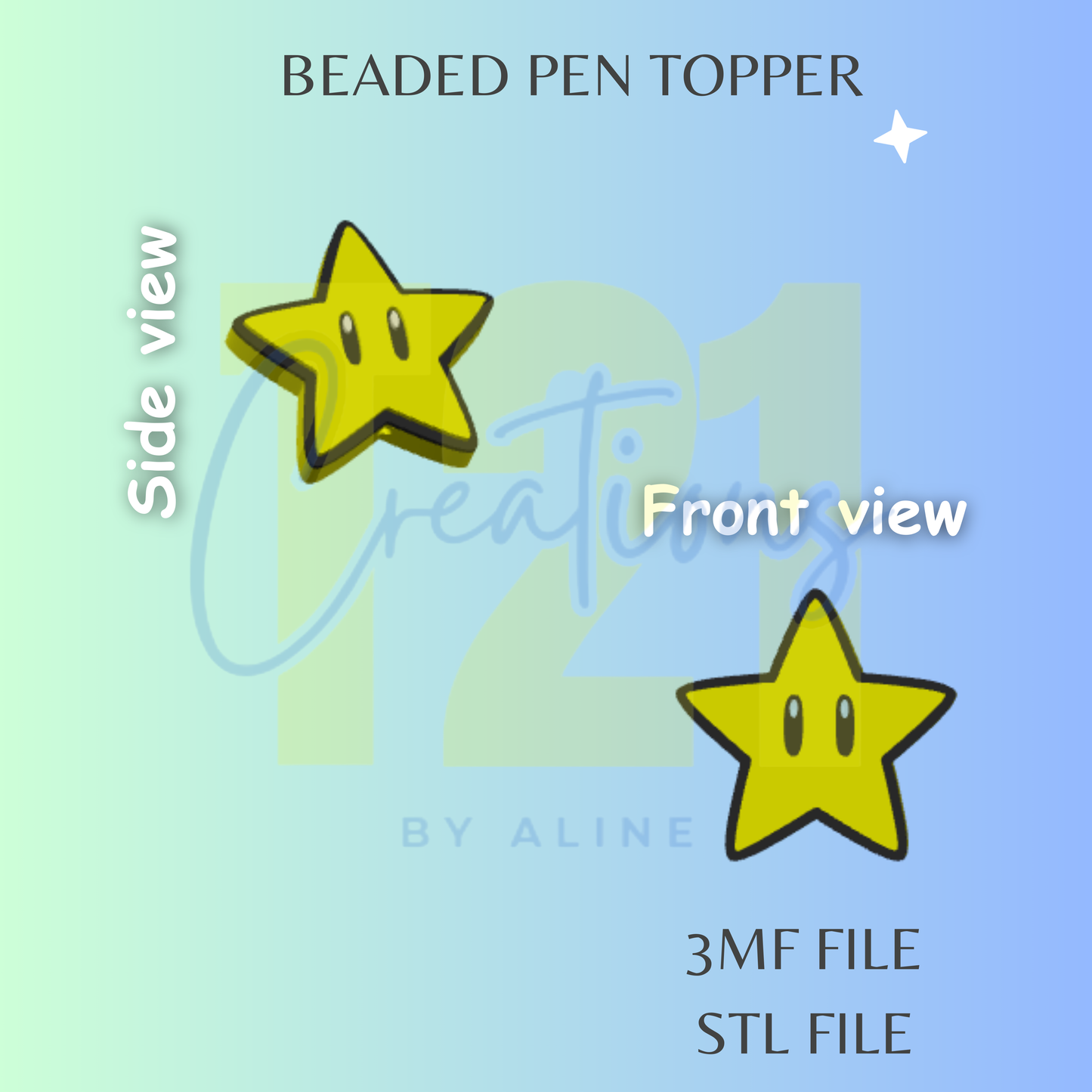 YELLOW STAR PEN TOPPER STL FILE