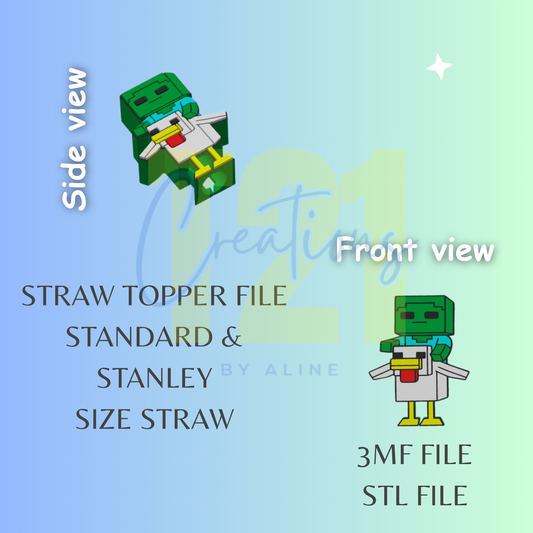 CHICKEN-ZOMBIE STRAW TOPPER STL FILE