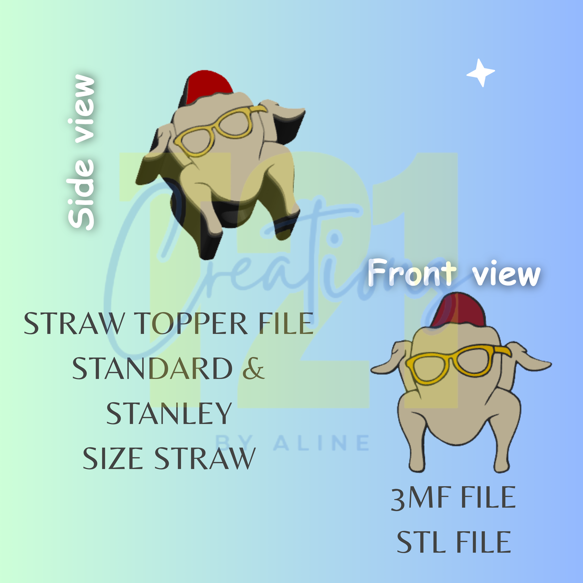 FRIENDS TURKEY STRAW TOPPER STL FILE