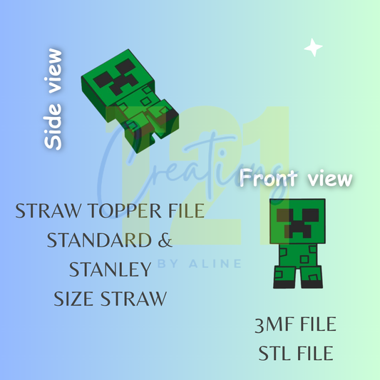 CREE-PER STRAW TOPPER STL FILE