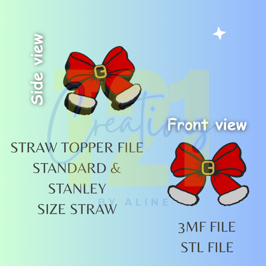SANTA BOW STRAW TOPPER STL FILE