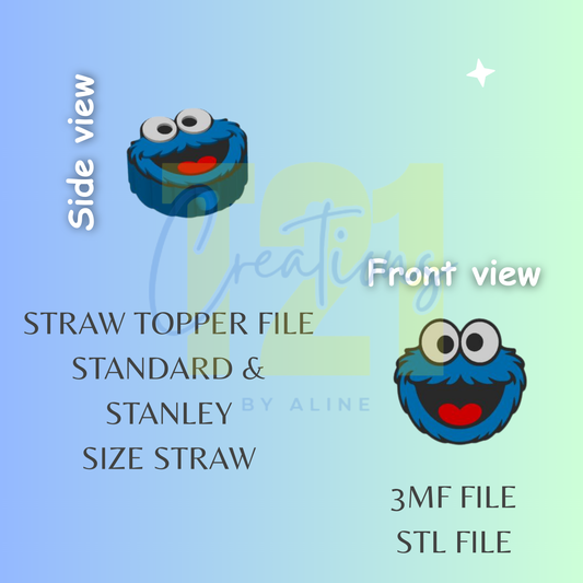 MONSTER COOKIE STRAW TOPPER STL FILE