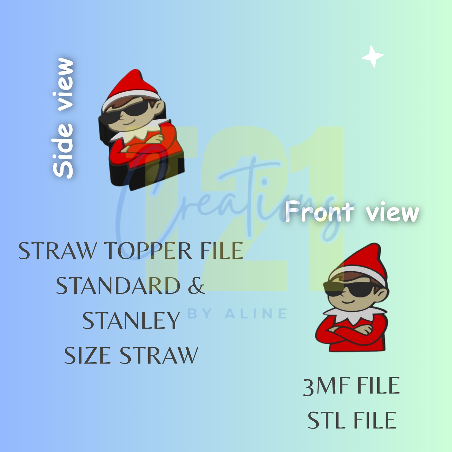 ELF SHELF STRAW TOPPER STL FILE