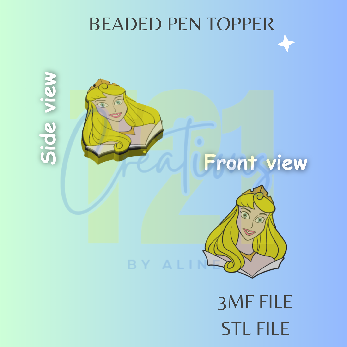 PINK PRINCESS PEN TOPPER STL FILE
