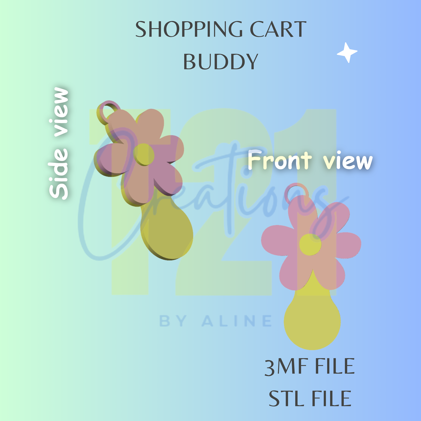 FLOWER SHOPPING CART BUDDY STL FILE