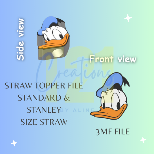 BOY DUCK STRAW TOPPER STL FILE