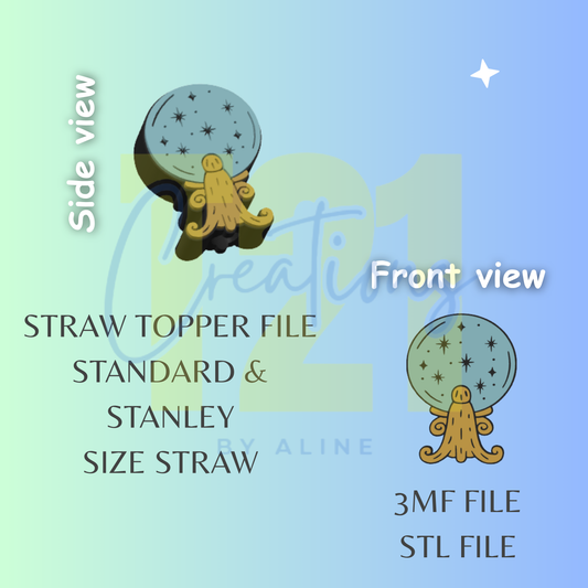 CRYSTAL BALL STRAW TOPPER STL FILE