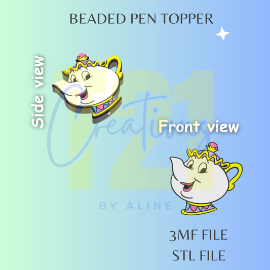 TEA POT PEN TOPPER STL FILE