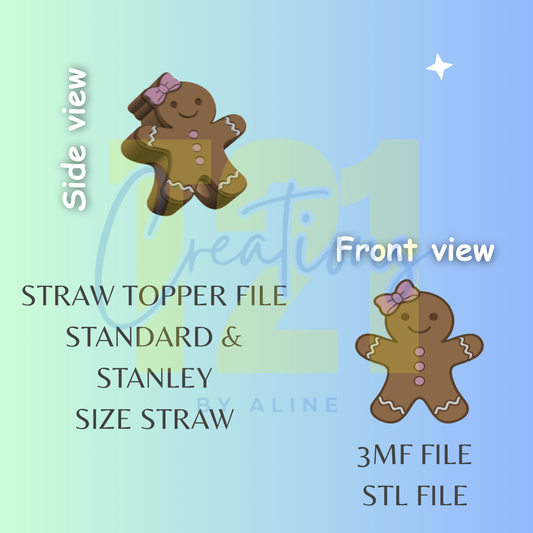GINGERBREAD GIRL STRAW TOPPER STL FILE