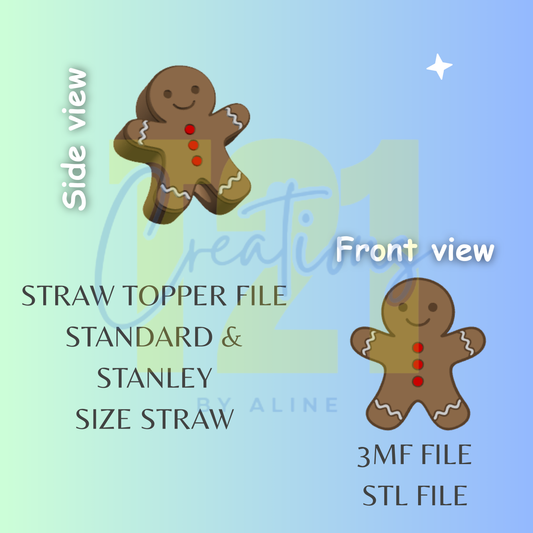GINGERBREAD BOY STRAW TOPPER STL FILE