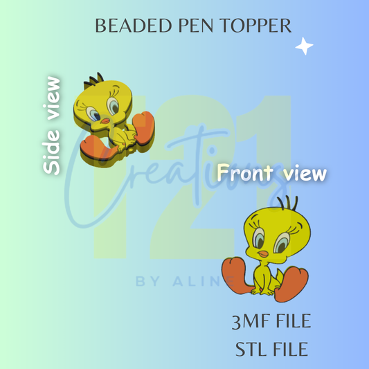 YELLOW SMALL BIRD PEN TOPPER STL FILE