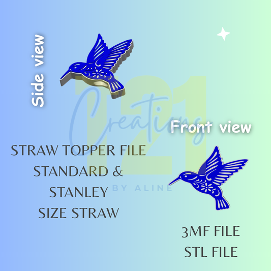 HUMMINGBIRD STRAW TOPPER STL FILE