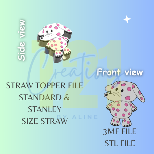 DOTTED ELEPHANT STRAW TOPPER STL FILE