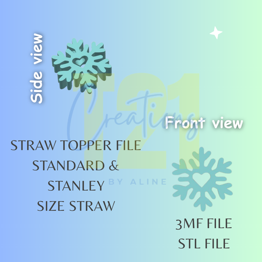 SNOWFLAKE STRAW TOPPER STL FILE