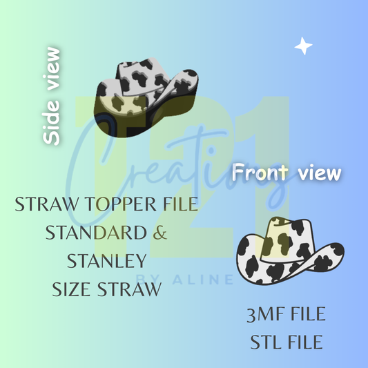 COW PRINT HAT STRAW TOPPER STL FILE