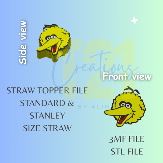 YELLOW BIRD STRAW TOPPER STL FILE
