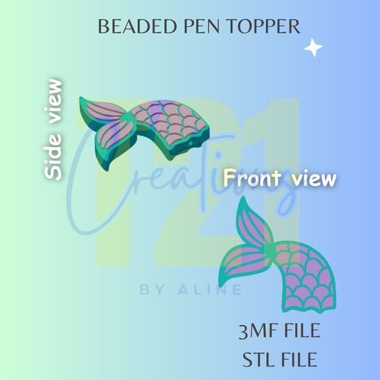 MERMAID TAIL PEN TOPPER STL FILE
