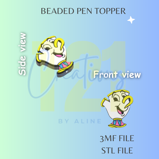 TEA CUP PEN TOPPER STL FILE