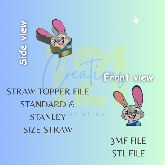 BUNNY STRAW TOPPER STL FILE