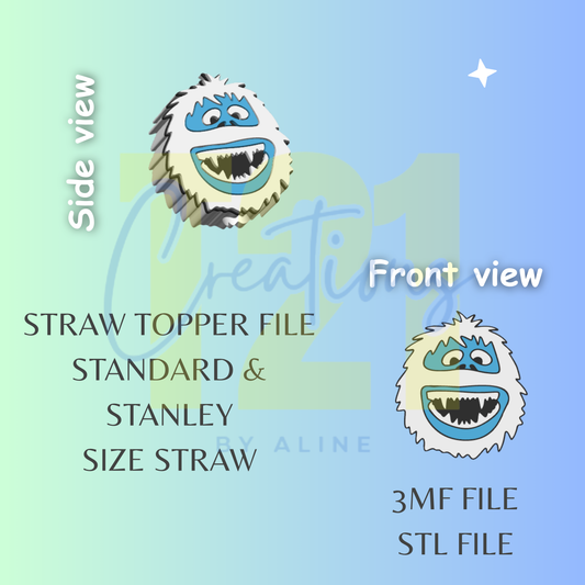 ABO-MINABLE SNOWMAN STRAW TOPPER STL FILE