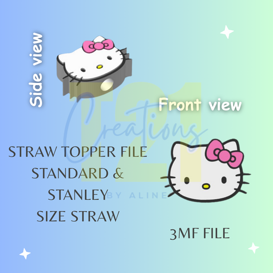 KITTY STRAW TOPPER STL FILE