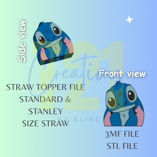 BLUE ALIEN 3 STRAW TOPPER STL FILE