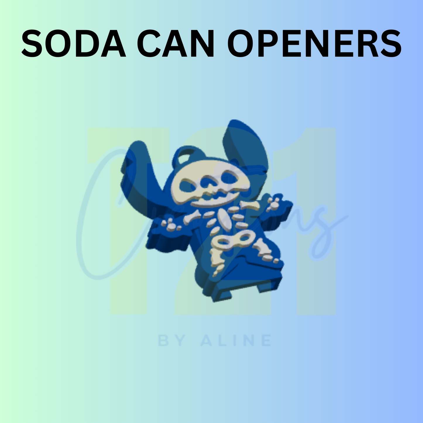 BLUE ALIEN SKELLY CAN OPENER KEYCHAIN