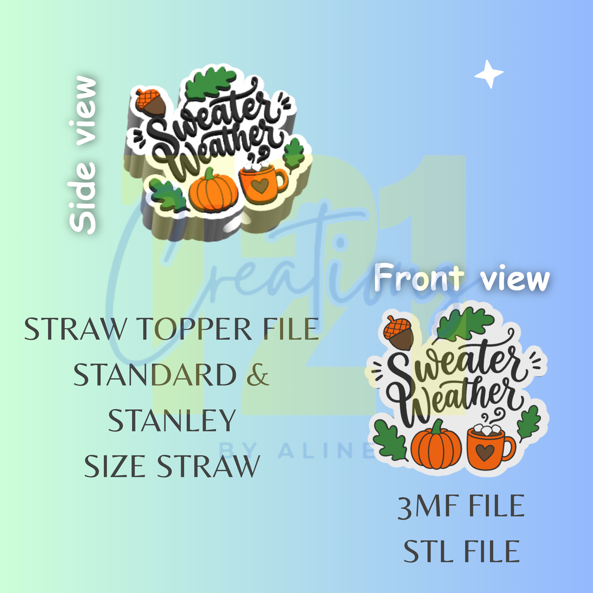 FALL SWEATER WEATHER STRAW TOPPER STL FILE