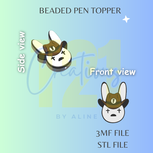 COWBOY BAD BUNNY PEN TOPPER STL FILE