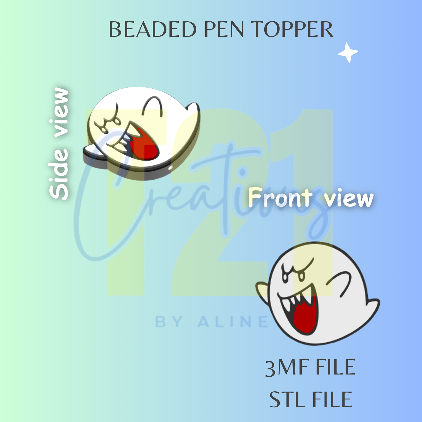 GAME GHOST PEN TOPPER STL FILE