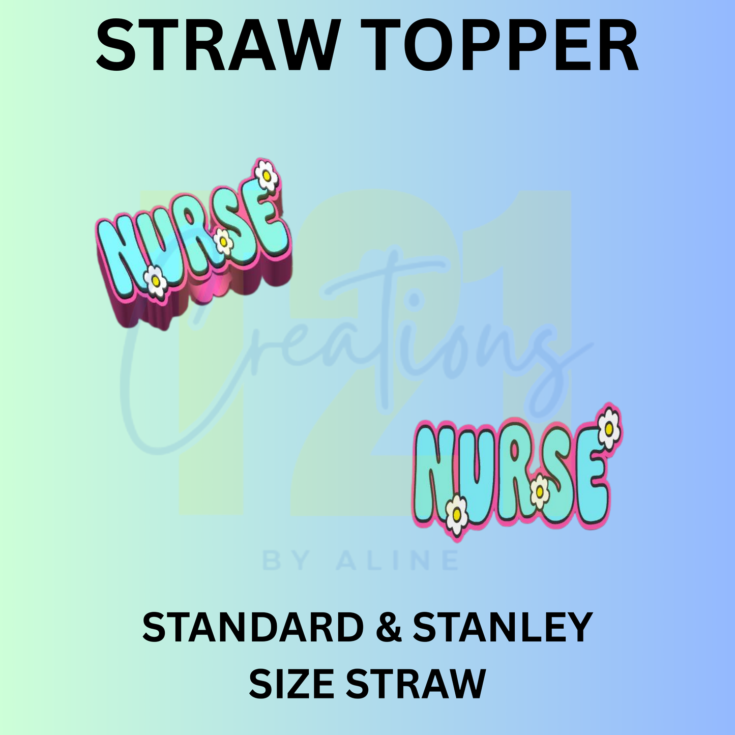 NURSE W/ FLOWERS STRAW TOPPER
