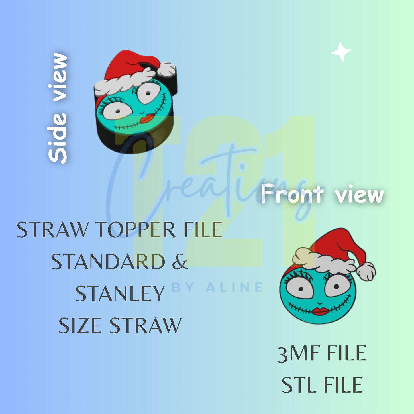 XMAS SALL.Y STRAW TOPPER STL FILE
