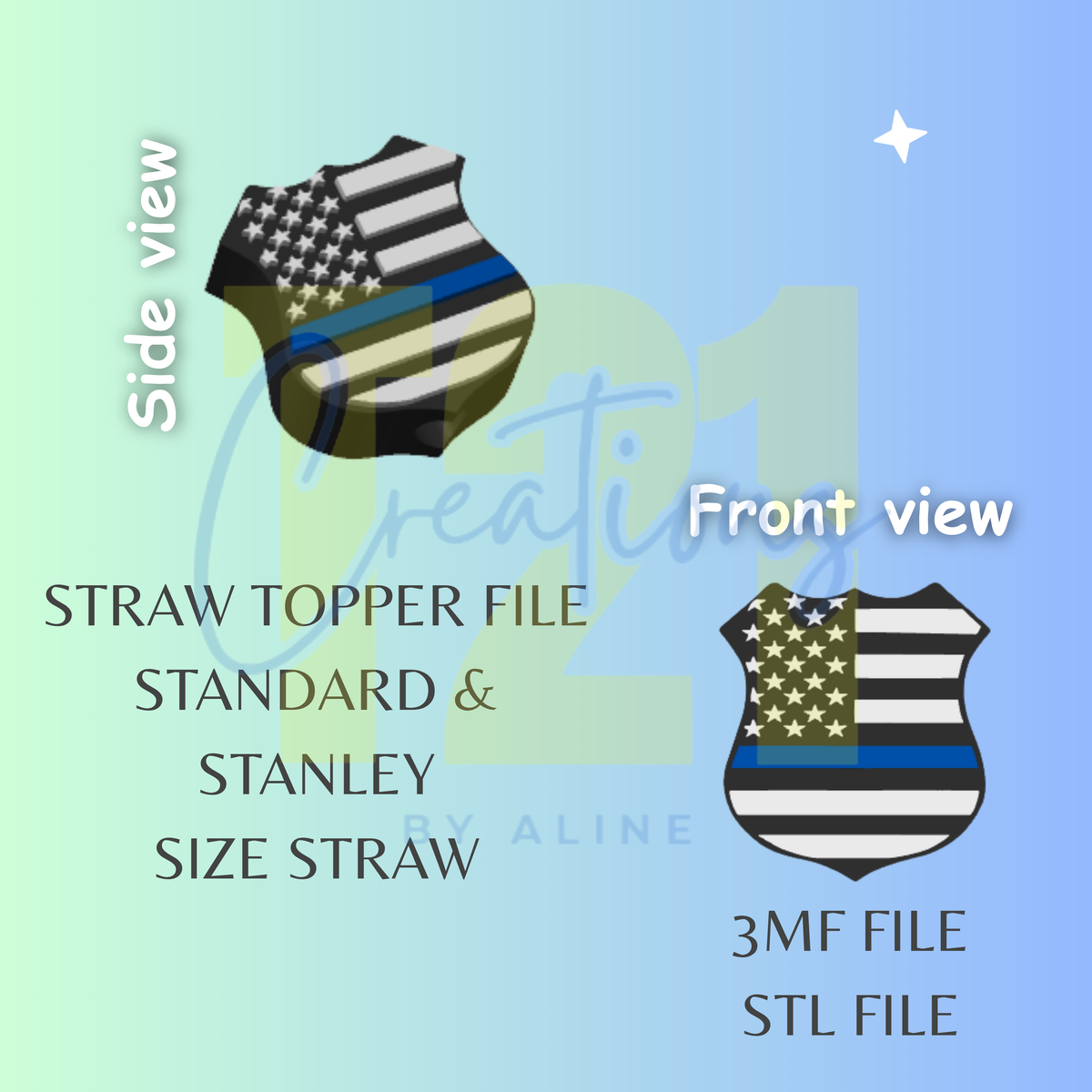 POLICE STRAW TOPPER STL FILE
