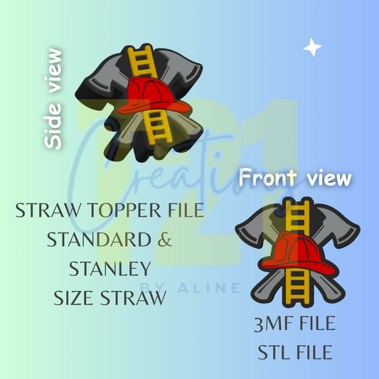 FIRE DEPARTMENT STRAW TOPPER STL FILE