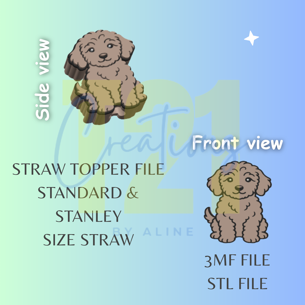 BOY DOG STRAW TOPPER STL FILE