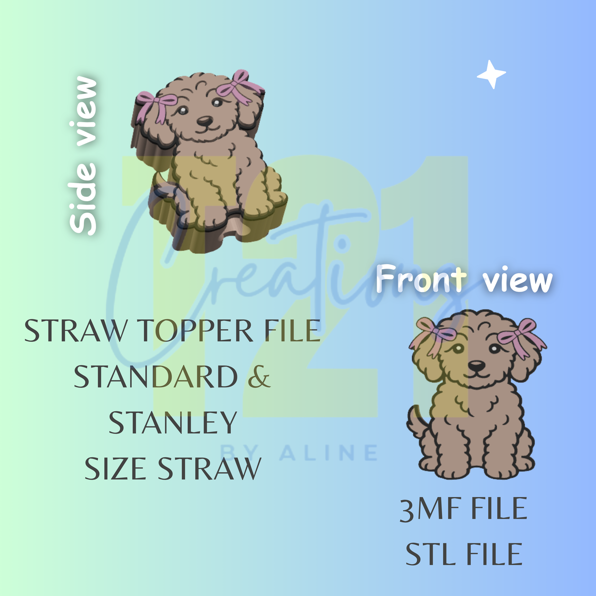 GIRL DOG STRAW TOPPER STL FILE