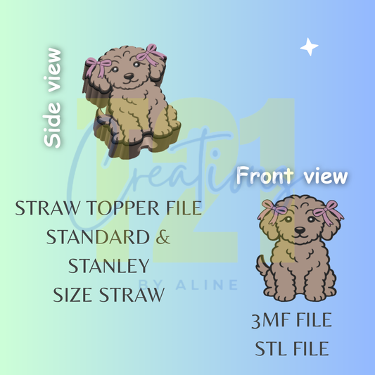 GIRL DOG STRAW TOPPER STL FILE