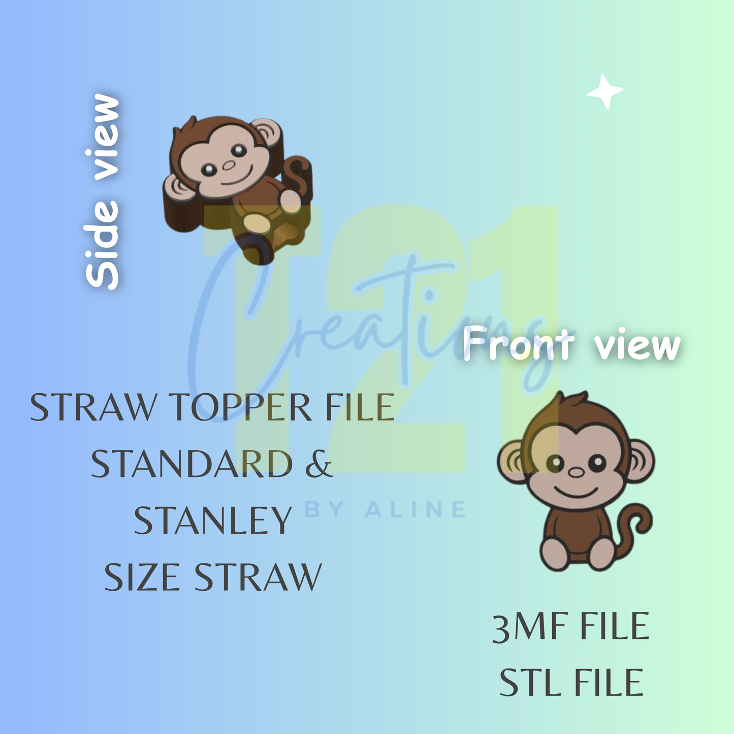 MONKEY STRAW TOPPER STL FILE
