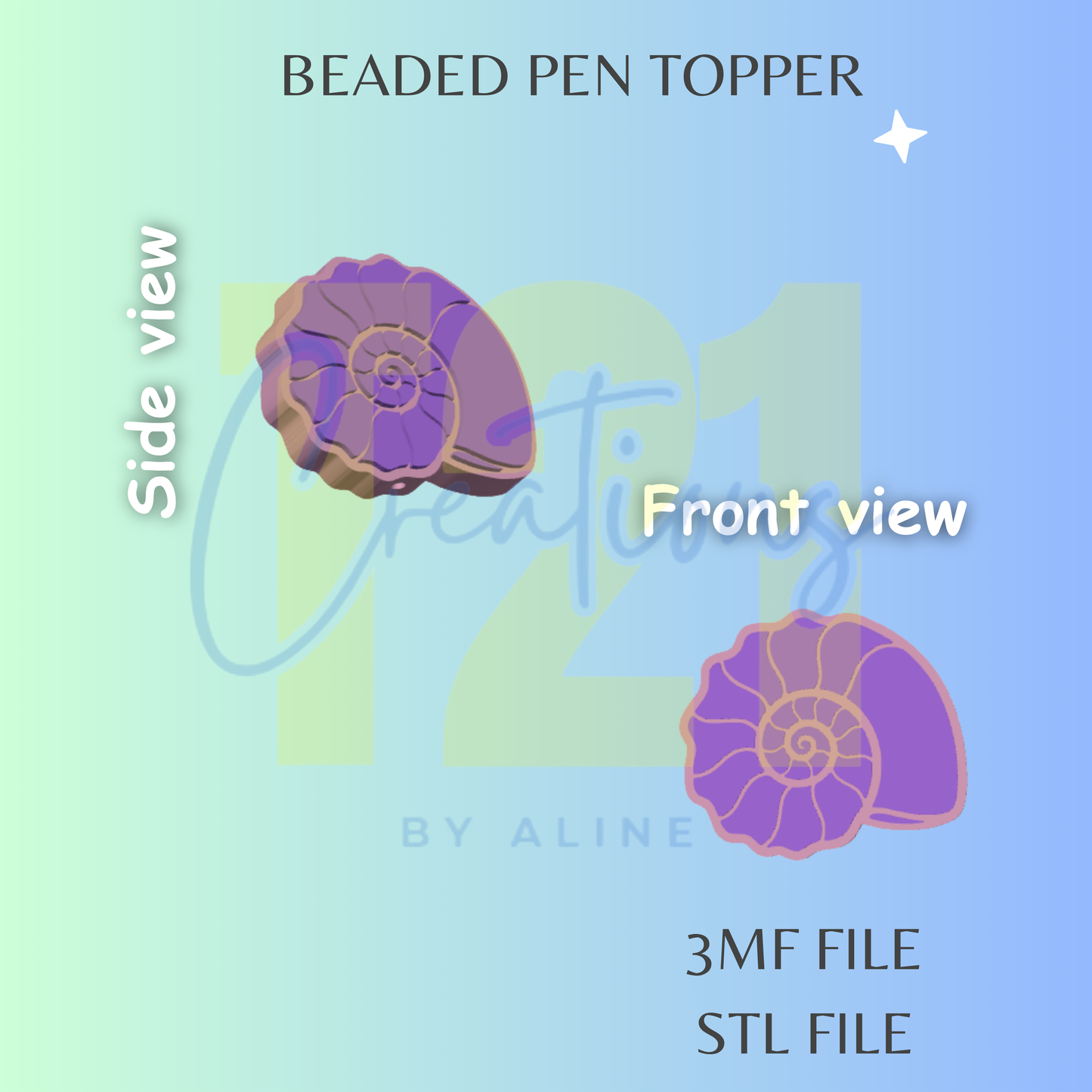 SHELL PEN TOPPER STL FILE
