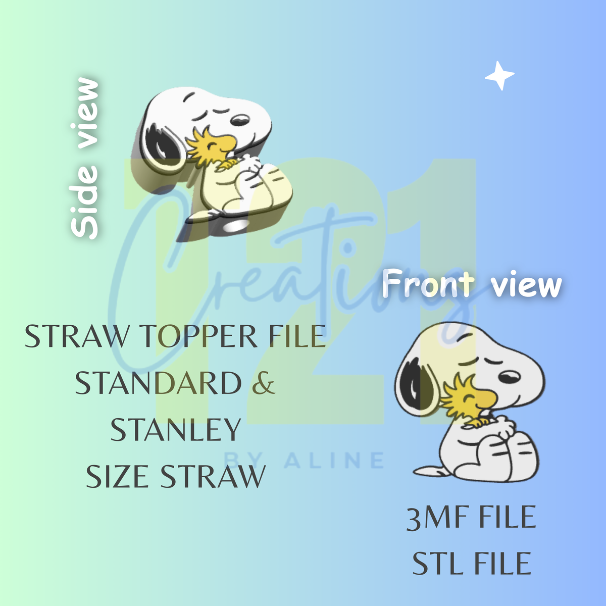 WHITE DOG STRAW TOPPER STL FILE